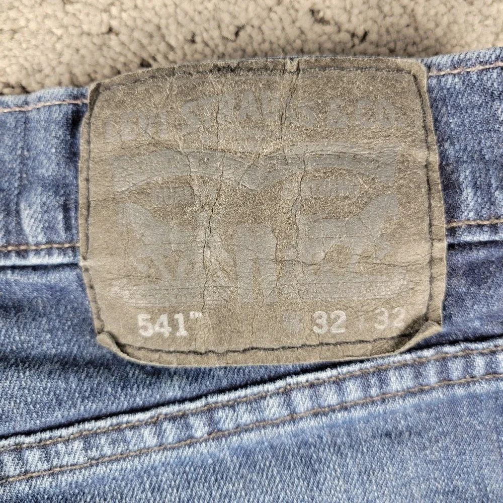Levis 541 Jeans Mens 32x32 Blue Athletic Fit Taper Whisker Stretch Denim